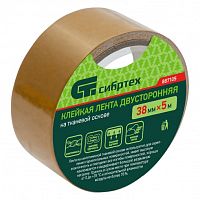 Лента клейкая двусторонняя Сибртех, 38 мм х 5 м, на тканевой основе  картинка 